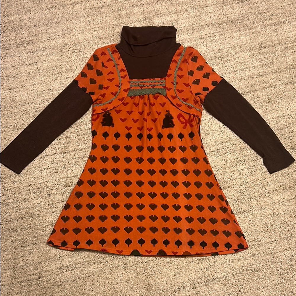 Funky People boho dress size large orange brown red